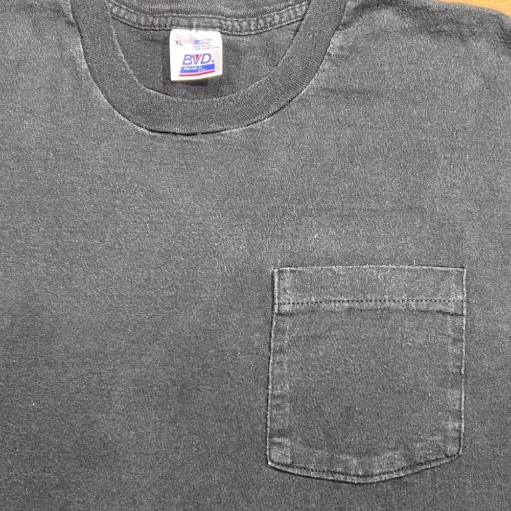 BVD vintage premium Pocket T-Shirt Mens XL Black Single Stitch Made in USA - Picture 11 of 14